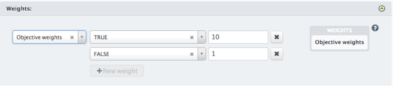 Weight using Objective Weights