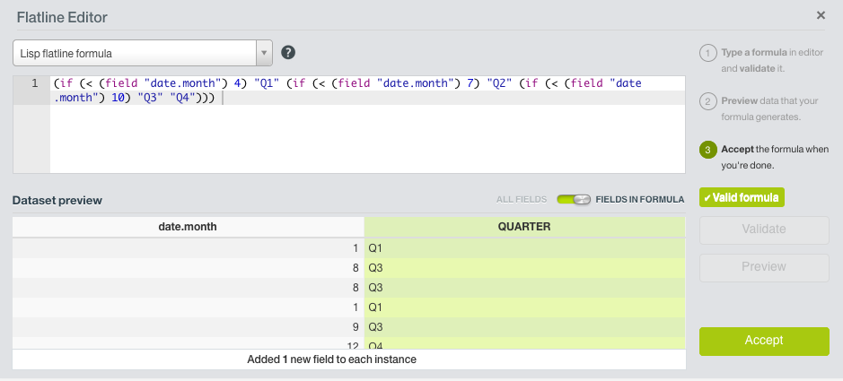 The flatline editor is used to add quarterly features to dataset.