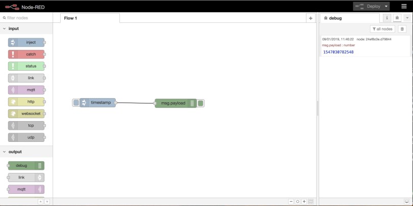 Your first Node-RED flow in action