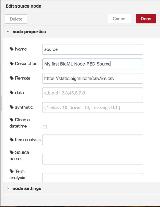 BigML Source configuration