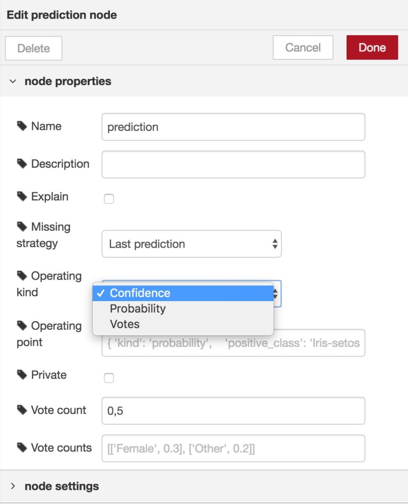 Setting the operating kind